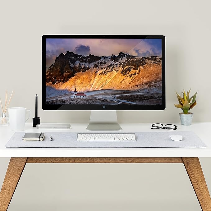 Premium Felt Desk Mat | Large 15.75" x 36" | Multifunctional Desk Pad for Home Office | Light Gray | Desk Pads Blotters - TrueDesk