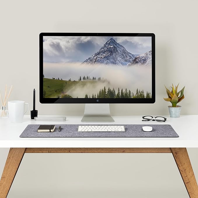 Premium Felt Desk Mat | Large 15.75" x 36" | Multifunctional Desk Pad for Home Office | Mid Gray | Desk Pads Blotters - TrueDesk