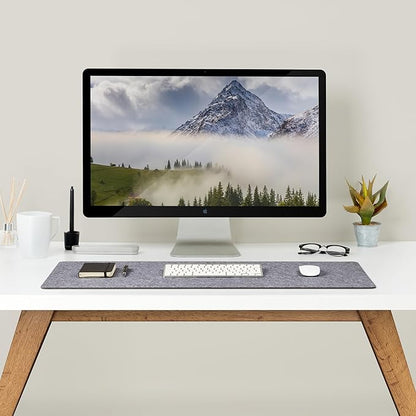 Premium Felt Desk Mat | Large 15.75" x 36" | Multifunctional Desk Pad for Home Office | Mid Gray | Desk Pads Blotters - TrueDesk
