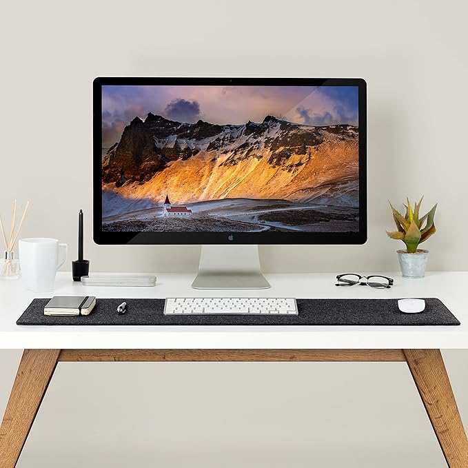 Premium Felt Desk Mat | Medium 12" x 36" | Multifunctional Desk Pad for Home Office | Dark Gray | Desk Pads Blotters - TrueDesk
