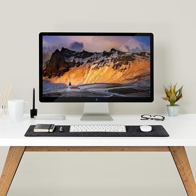 Premium Felt Desk Mat | Small 12" x 27.5" Multifunctional Desk Pad for Home Office | Dark Gray | Desk Pads Blotters - TrueDesk