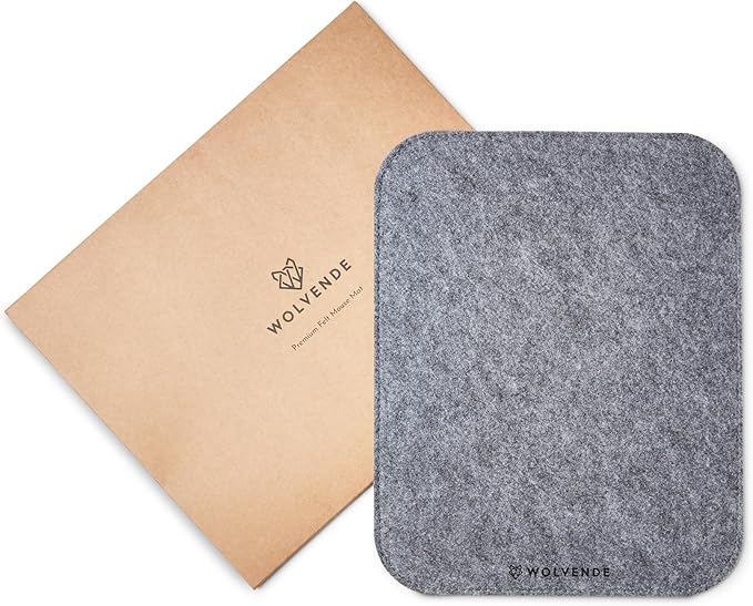 Premium Felt Mouse Mat | 8.66" x 11" | Slim Mouse Pad | Non - Slip Gaming Home/Office (Mid Gray) | Mouse Pads - TrueDesk