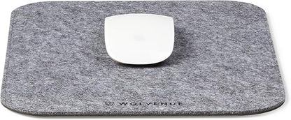 Premium Felt Mouse Mat | 8.66" x 11" | Slim Mouse Pad | Non - Slip Gaming Home/Office (Mid Gray) | Mouse Pads - TrueDesk