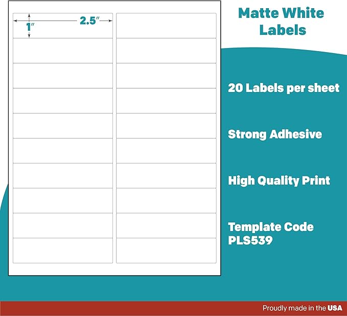 Premium Label Supply White Sticker Address Labels – 4" x 1" – Laser/Inkjet Compatible – (20 per Sheet), 2000 Sheets – 40,000 Total Adhesive Labels | Laser Inkjet Printer Labels - TrueDesk