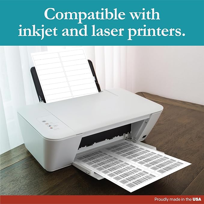 Premium Label Supply White Sticker Address Labels – 4" x 1" – Laser/Inkjet Compatible – (20 per Sheet), 2000 Sheets – 40,000 Total Adhesive Labels | Laser Inkjet Printer Labels - TrueDesk