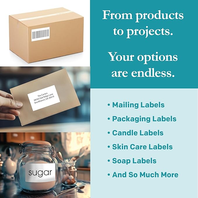 Premium Label Supply White Sticker Shipping/Mailing Labels – 4" x 2.5" – Laser/Inkjet Compatible – (8 per Sheet), 2000 Sheets – 16,000 Total Adhesive Labels | Laser Inkjet Printer Labels - TrueDesk