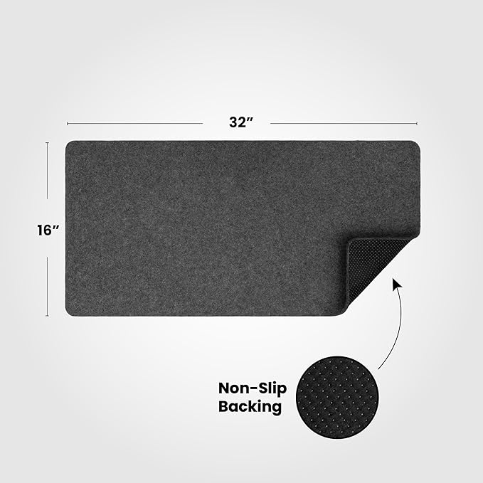 Premium Real Wool Felt Desk Pad with Non - Slip Backing - 32" x 16" | Desk Pads Blotters - TrueDesk