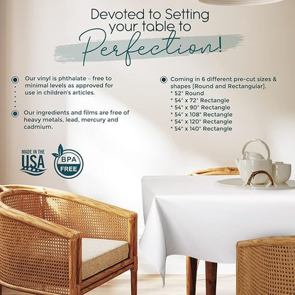 Premium Table Pad Protector Superior Protection from Spills, Scratches & Heat - Reusable Vinyl Table Cloth with Cushion Flannel Backing (52" Round) | Table Pads - TrueDesk