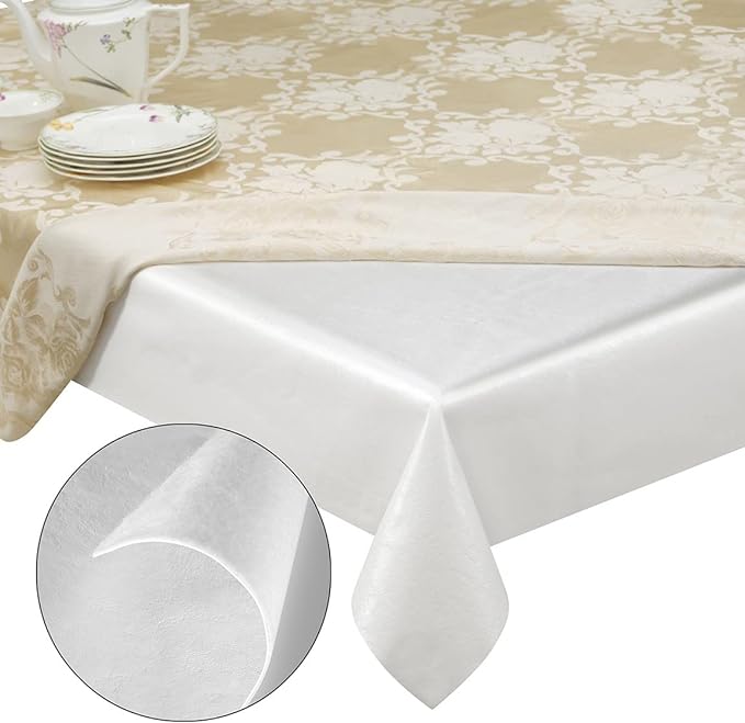 Premium Table Pad Protector Superior Protection from Spills, Scratches & Heat - Reusable Vinyl Table Cloth with Cushion Flannel Backing (52" Round) | Table Pads - TrueDesk