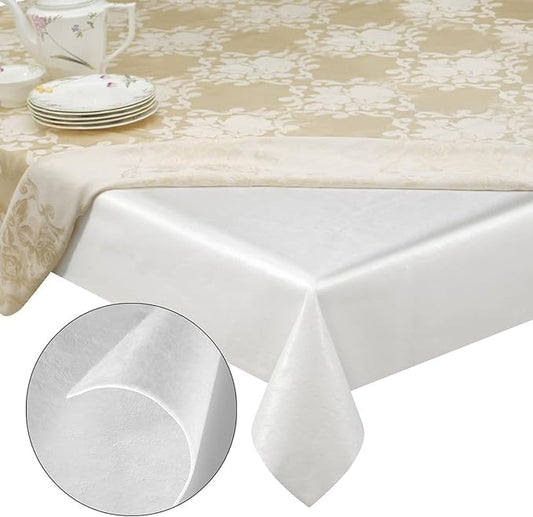 Premium Table Pad Protector Superior Protection from Spills, Scratches & Heat - Reusable Vinyl Table Cloth with Cushion Flannel Backing (52" Round) | Table Pads - TrueDesk
