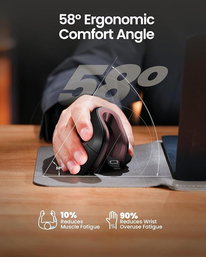 ProtoArc Ergonomic Mouse, EM11 NL Bluetooth Rechargeable Wireless Vertical Mouse, 3 Multi - Device Connectivity for Computer/PC/Laptop, 2.4GHz USB - A Optical Mice for Windows, Mac OS, Wine Red | Mice - TrueDesk