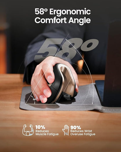 ProtoArc Ergonomic Mouse, EM11 NL Bluetooth Rechargeable Wireless Vertical Mouse, 3 Multi - Device Connectivity for Computer/PC/Laptop, 2.4GHz USB - A Optical Mice for Windows, Mac OS, Black Gold | Mice - TrueDesk