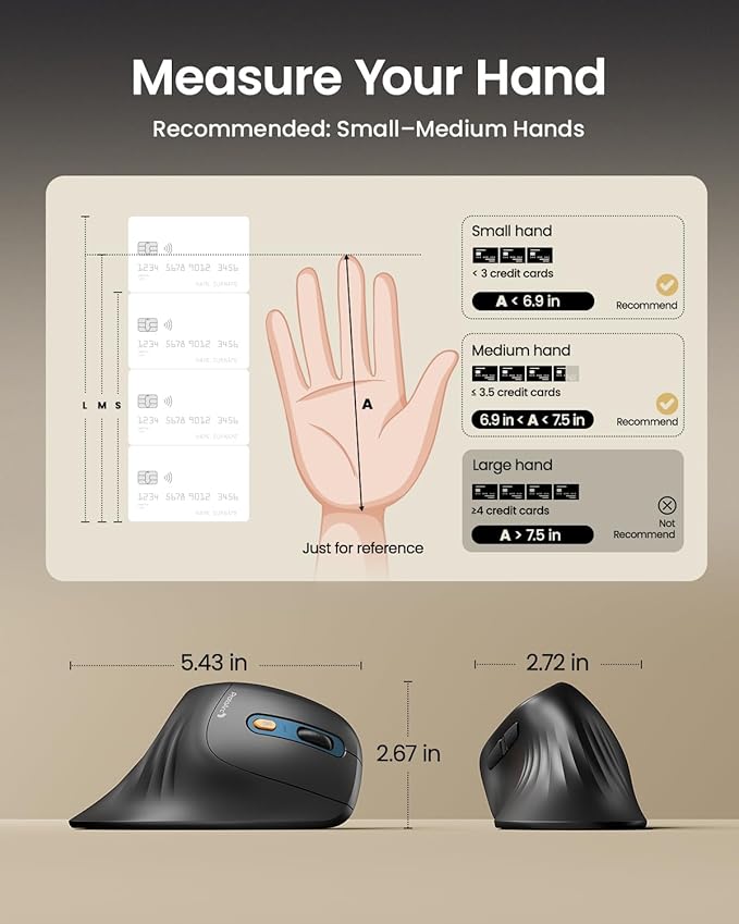 ProtoArc Ergonomic Mouse, EM11 NL Bluetooth Rechargeable Wireless Vertical Mouse, 3 Multi - Device Connectivity for Computer/PC/Laptop, 2.4GHz USB - A Optical Mice for Windows, Mac OS, Blue | Mice - TrueDesk