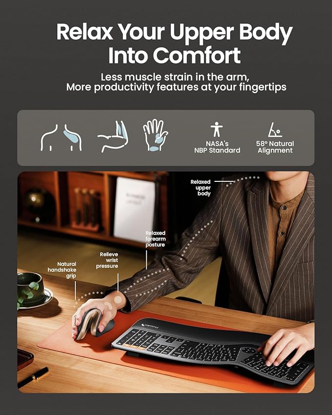 ProtoArc Ergonomic Mouse, EM11 NL Bluetooth Rechargeable Wireless Vertical Mouse, 3 Multi - Device Connectivity for Computer/PC/Laptop, 2.4GHz USB - A Optical Mice for Windows, Mac OS, Black Gold | Mice - TrueDesk