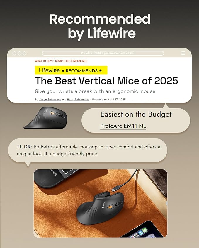 ProtoArc Ergonomic Mouse, EM11 NL Bluetooth Rechargeable Wireless Vertical Mouse, 3 Multi - Device Connectivity for Computer/PC/Laptop, 2.4GHz USB - A Optical Mice for Windows, Mac OS, Blue | Mice - TrueDesk