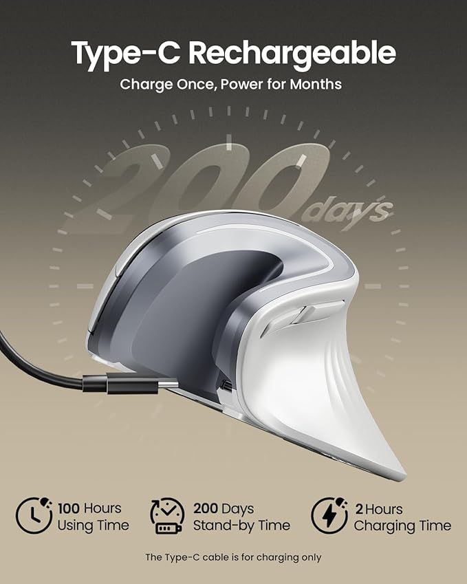 ProtoArc Ergonomic Mouse, EM11 NL Bluetooth Rechargeable Wireless Vertical Mouse, 3 Multi - Device Connectivity for Computer/PC/Laptop, 2.4GHz USB - A Optical Mice for Windows, Mac OS, White | Mice - TrueDesk
