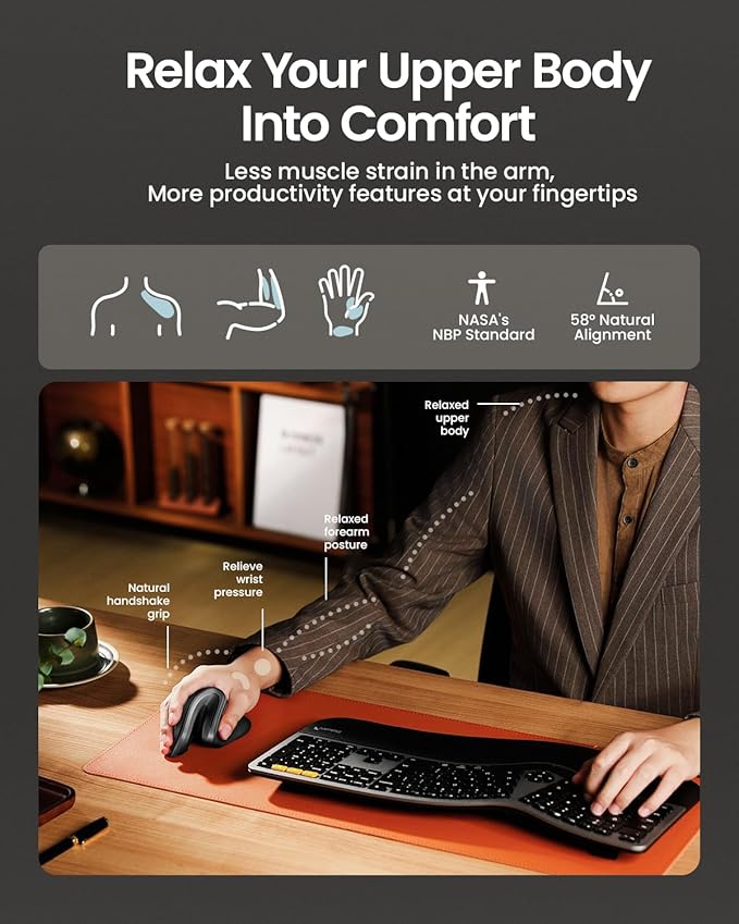 ProtoArc Ergonomic Mouse, EM11 NL Bluetooth Rechargeable Wireless Vertical Mouse, 3 Multi - Device Connectivity for Computer/PC/Laptop, 2.4GHz USB - A Optical Mice for Windows, Mac OS, Gray | Mice - TrueDesk