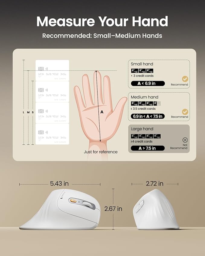 ProtoArc Ergonomic Mouse, EM11 NL Bluetooth Rechargeable Wireless Vertical Mouse, 3 Multi - Device Connectivity for Computer/PC/Laptop, 2.4GHz USB - A Optical Mice for Windows, Mac OS, White | Mice - TrueDesk