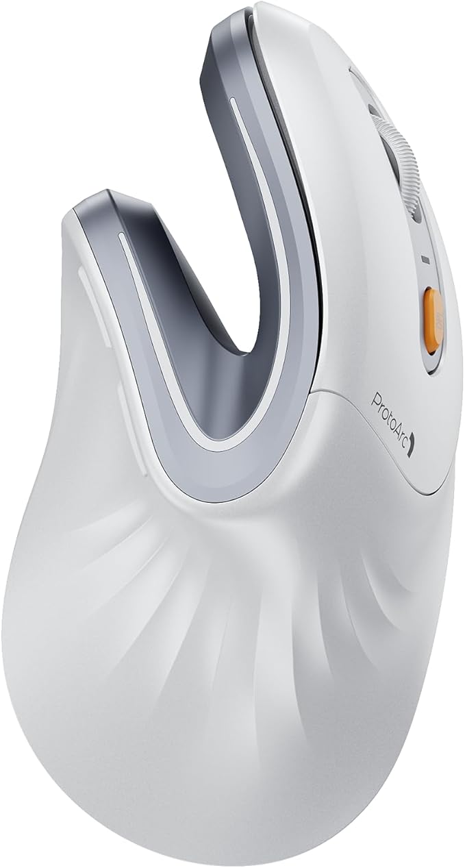 ProtoArc Ergonomic Mouse, EM11 NL Bluetooth Rechargeable Wireless Vertical Mouse, 3 Multi - Device Connectivity for Computer/PC/Laptop, 2.4GHz USB - A Optical Mice for Windows, Mac OS, White | Mice - TrueDesk