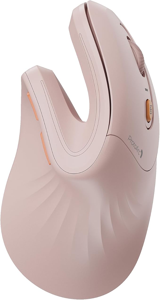 ProtoArc Ergonomic Mouse, EM11 NL Bluetooth Rechargeable Wireless Vertical Mouse, 3 Multi - Device Connectivity for Computer/PC/Laptop, 2.4GHz USB - A Optical Mice for Windows, Mac OS, Pink | Mice - TrueDesk