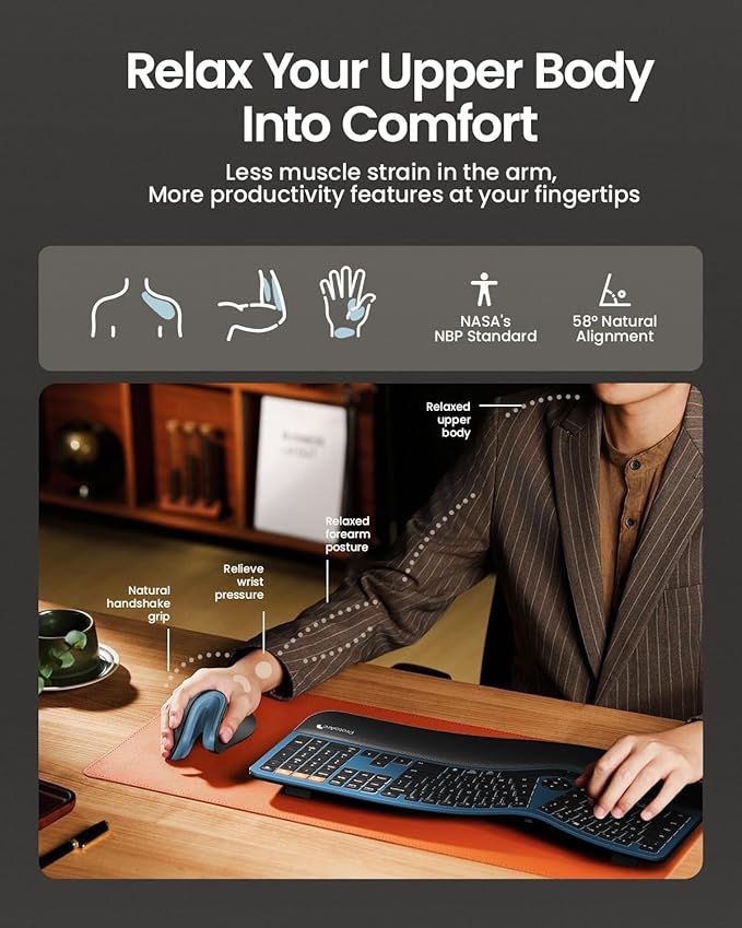 ProtoArc Ergonomic Mouse, EM11 NL Bluetooth Rechargeable Wireless Vertical Mouse, 3 Multi - Device Connectivity for Computer/PC/Laptop, 2.4GHz USB - A Optical Mice for Windows, Mac OS, Blue | Mice - TrueDesk