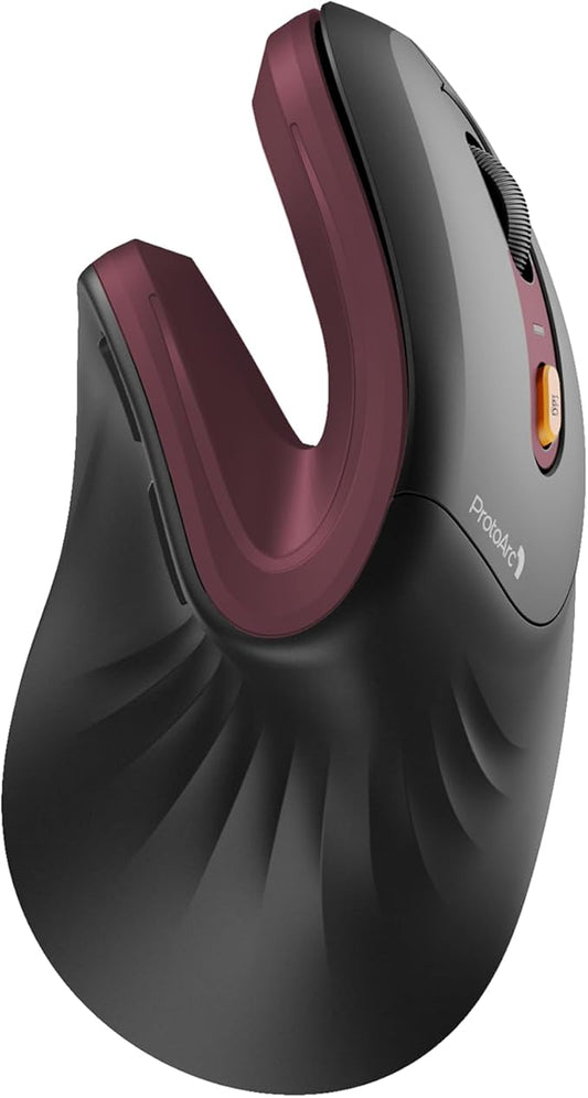 ProtoArc Ergonomic Mouse, EM11 NL Bluetooth Rechargeable Wireless Vertical Mouse, 3 Multi - Device Connectivity for Computer/PC/Laptop, 2.4GHz USB - A Optical Mice for Windows, Mac OS, Wine Red | Mice - TrueDesk