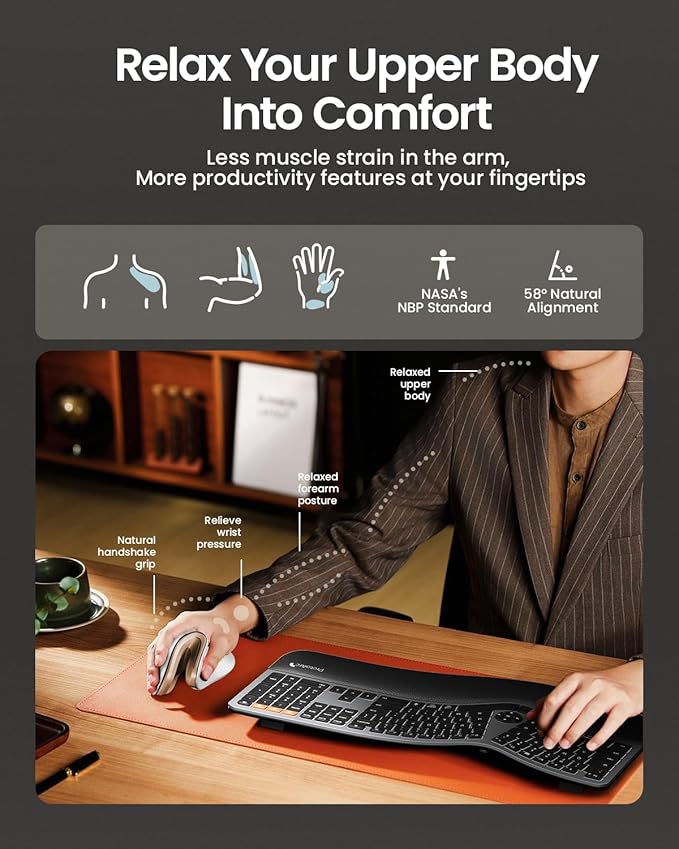 ProtoArc Ergonomic Mouse, EM11 NL Bluetooth Rechargeable Wireless Vertical Mouse, 3 Multi - Device Connectivity for Computer/PC/Laptop, 2.4GHz USB - A Optical Mice for Windows, Mac OS, White Gold | Mice - TrueDesk