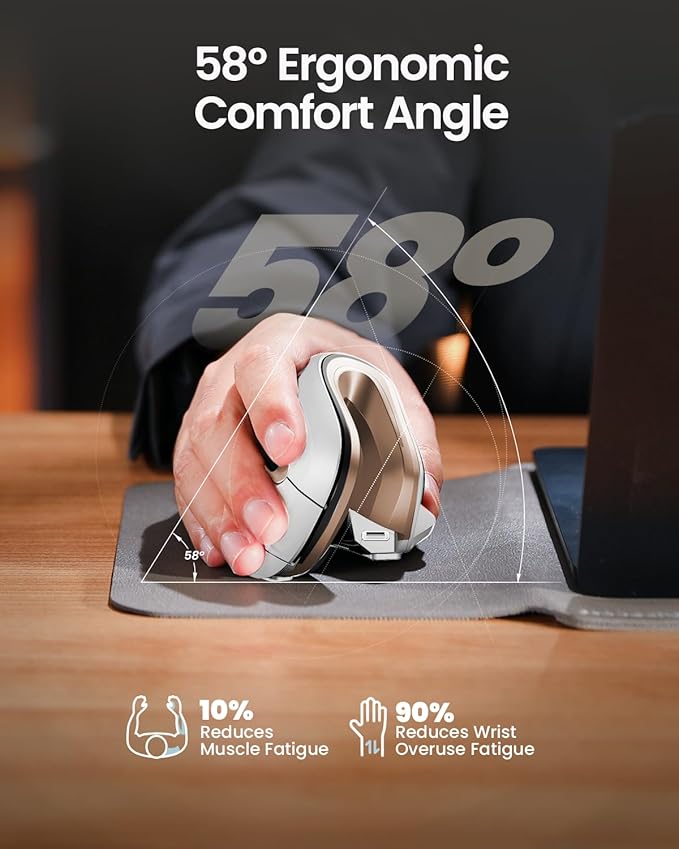 ProtoArc Ergonomic Mouse, EM11 NL Bluetooth Rechargeable Wireless Vertical Mouse, 3 Multi - Device Connectivity for Computer/PC/Laptop, 2.4GHz USB - A Optical Mice for Windows, Mac OS, White Gold | Mice - TrueDesk