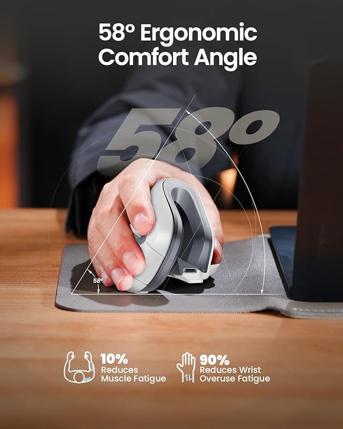 ProtoArc Ergonomic Mouse, EM11 NL Bluetooth Rechargeable Wireless Vertical Mouse, 3 Multi - Device Connectivity for Computer/PC/Laptop, 2.4GHz USB - A Optical Mice for Windows, Mac OS, White | Mice - TrueDesk