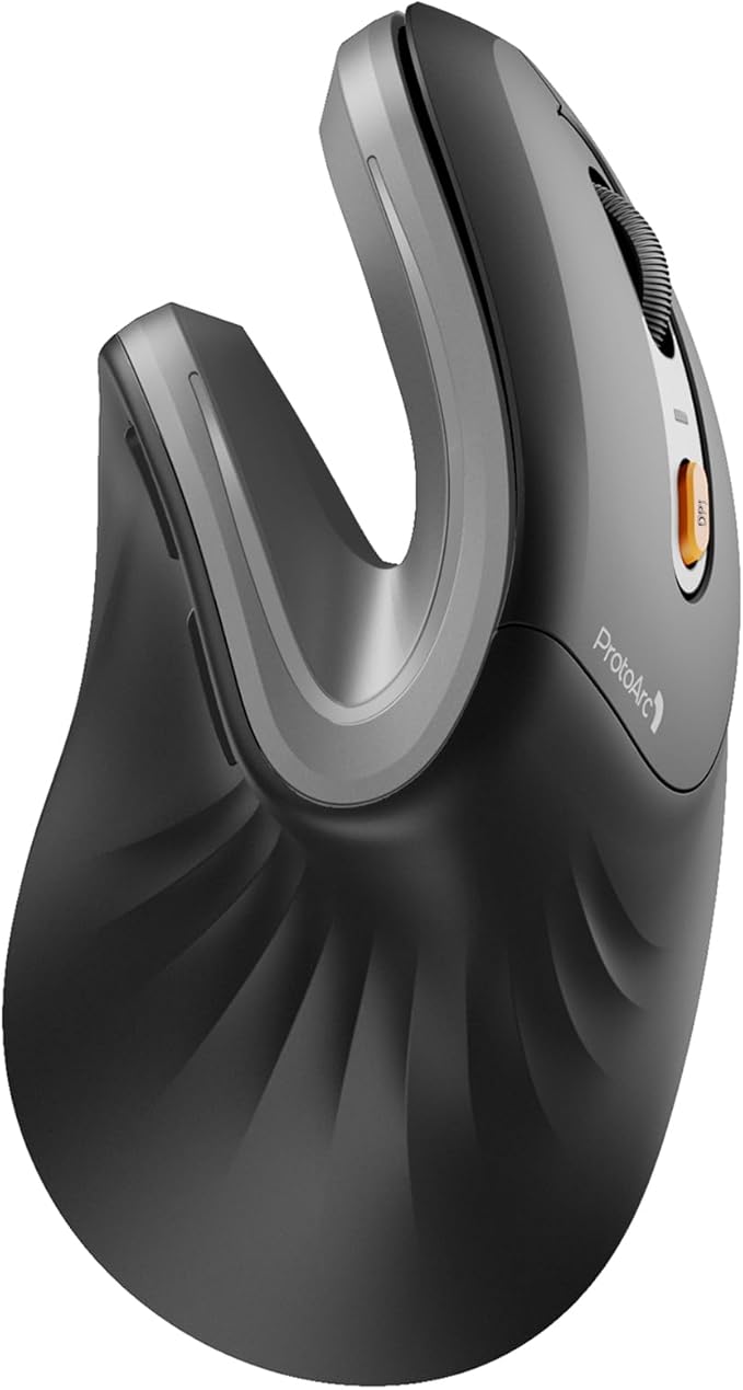 ProtoArc Ergonomic Mouse, EM11 NL Bluetooth Rechargeable Wireless Vertical Mouse, 3 Multi - Device Connectivity for Computer/PC/Laptop, 2.4GHz USB - A Optical Mice for Windows, Mac OS, Gray | Mice - TrueDesk