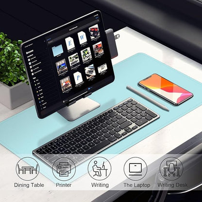 PU Leather Desk Pad Protector and Blotter, Large Mouse Pad and Laptop Desk Mat, Non - Slip Office and Home Writing Pad (Aqua Frost Blue, 31.5" x 15.7") | Desk Pads Blotters - TrueDesk