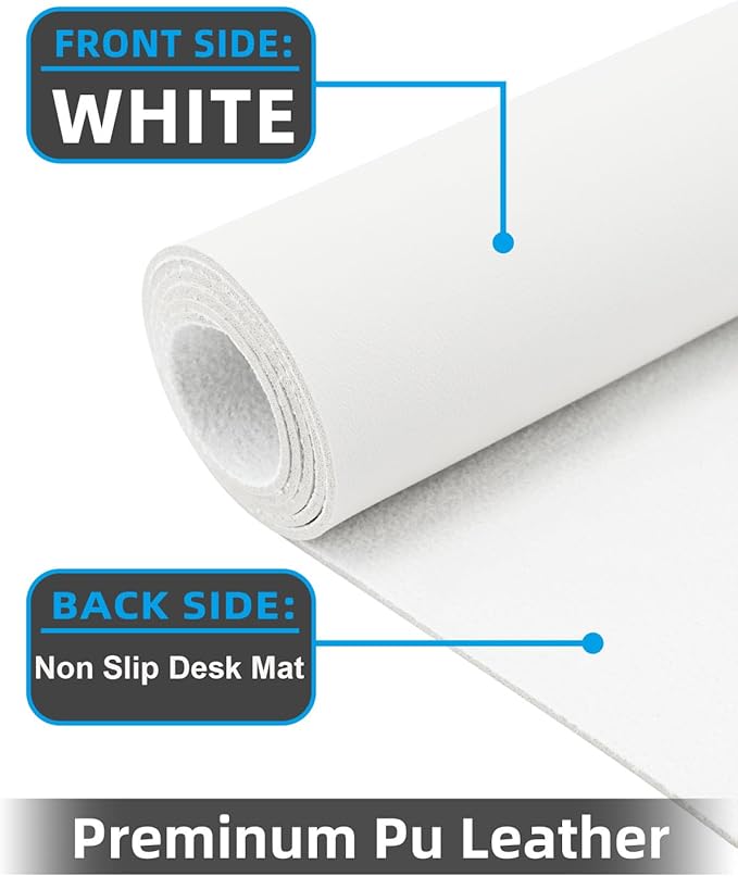 Pu Leather Desk Protector, Mouse Pad, Laptop Mat, Non - Slip Blotter, Waterproof Writing Pad for Office/Home (23.6"x13.8", Ivory White) | Desk Pads Blotters - TrueDesk