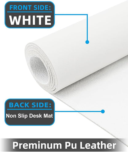 Pu Leather Desk Protector, Mouse Pad, Laptop Mat, Non - Slip Blotter, Waterproof Writing Pad for Office/Home (23.6"x13.8", Ivory White) | Desk Pads Blotters - TrueDesk