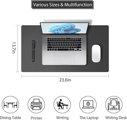 PU Leather Large Mouse Pad, Desk Pad Protector, Non - Slip Desk Mat for Home and Office, Waterproof Laptop Computer Desk Blotter for Keyboard and Mouse, Mouse Pads for Desk, Deep Grey (13.7''X23.6'') | Mouse Pads - TrueDesk