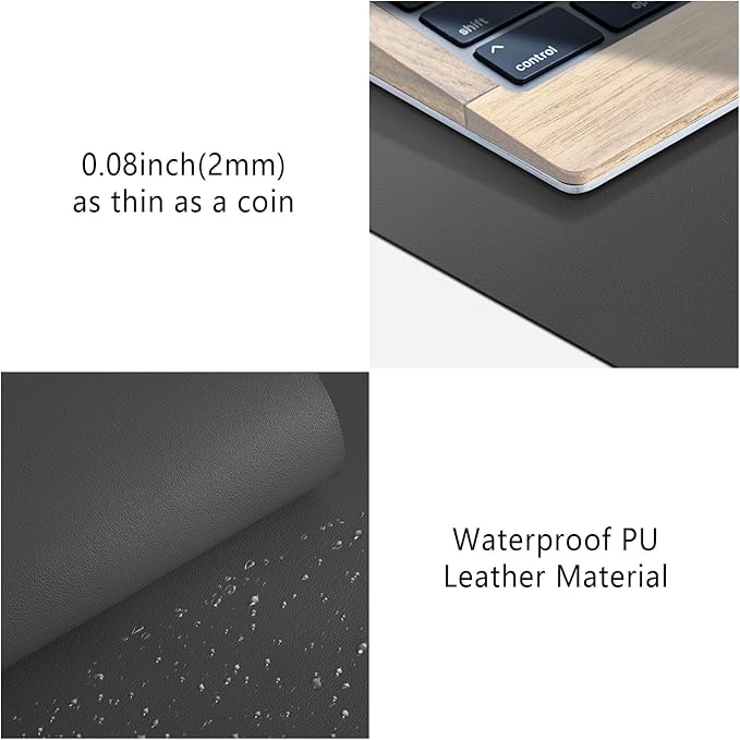 PU Leather Large Mouse Pad, Desk Pad Protector, Non - Slip Desk Mat for Home and Office, Waterproof Laptop Computer Desk Blotter for Keyboard and Mouse, Mouse Pads for Desk, Deep Grey (13.7''X23.6'') | Mouse Pads - TrueDesk