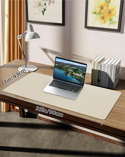 PULeather Non - Slip Desk Mat, Large Mouse Pad & Laptop Desk Pad - Waterproof Writing Pad for Office & Home (Beige, 35.4" x 17") | Desk Pads Blotters - TrueDesk