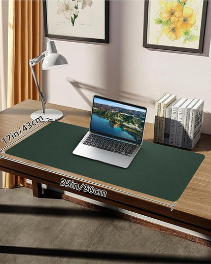 PULeather Non - Slip Desk Mat, Large Mouse Pad & Laptop Desk Pad - Waterproof Writing Pad for Office & Home (Dark Green, 35.4" x 17") | Desk Pads Blotters - TrueDesk