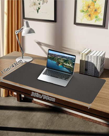 PULeather Non - Slip Desk Mat, Large Mouse Pad & Laptop Desk Pad - Waterproof Writing Pad for Office & Home (Dark Grey, 35.4" x 17") | Desk Pads Blotters - TrueDesk