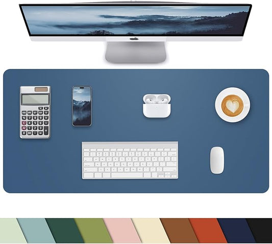 PULeather Non - Slip Desk Mat, Large Mouse Pad & Laptop Desk Pad - Waterproof Writing Pad for Office & Home (Grey Blue, 35.4" x 17") | Desk Pads Blotters - TrueDesk