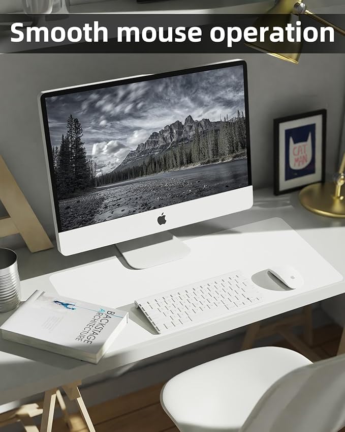 PULeather Non - Slip Desk Mat, Large Mouse Pad & Laptop Desk Pad - Waterproof Writing Pad for Office & Home (Ivory White, 35.4" x 17") | Desk Pads Blotters - TrueDesk
