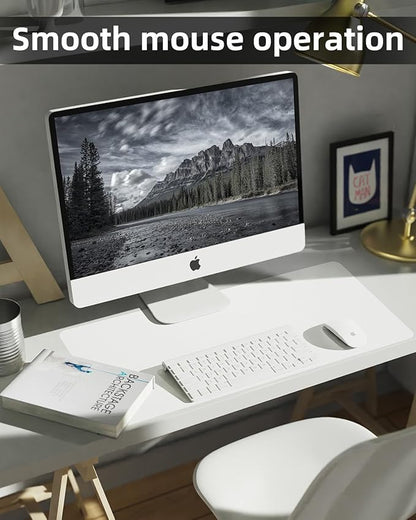 PULeather Non - Slip Desk Mat, Large Mouse Pad & Laptop Desk Pad - Waterproof Writing Pad for Office & Home (Ivory White, 35.4" x 17") | Desk Pads Blotters - TrueDesk