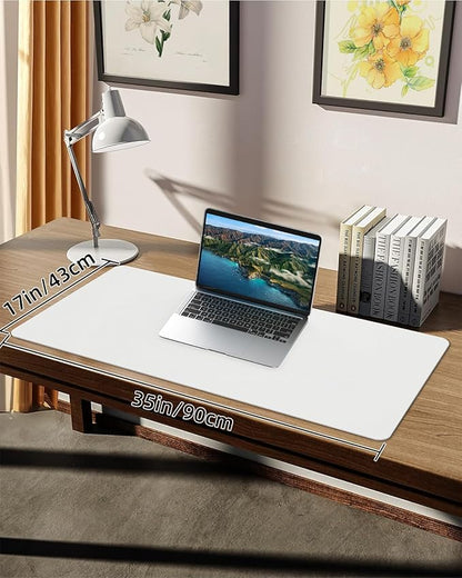 PULeather Non - Slip Desk Mat, Large Mouse Pad & Laptop Desk Pad - Waterproof Writing Pad for Office & Home (Ivory White, 35.4" x 17") | Desk Pads Blotters - TrueDesk