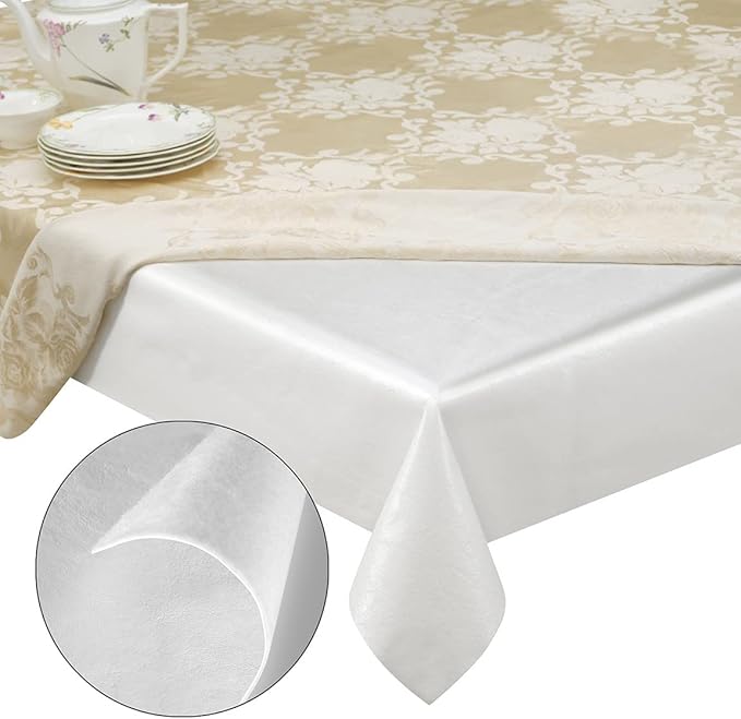 Quality Table Pad Protector, Superior Protection from Spills, Scratches & Heat - Reusable Table Cloth with Cushion Flannel Backing (90" L x 54" W) | Table Pads - TrueDesk