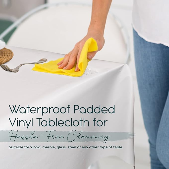 Quality Table Pad Protector, Superior Protection from Spills, Scratches & Heat - Reusable Vinyl Table Cloth with Cushion Flannel Backing (108" L x 54" W) | Table Pads - TrueDesk