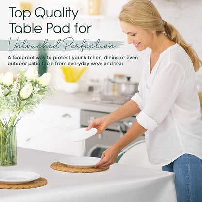 Quality Table Pad Protector, Superior Protection from Spills, Scratches & Heat - Reusable Vinyl Table Cloth with Cushion Flannel Backing (126" L x 54" W) | Table Pads - TrueDesk