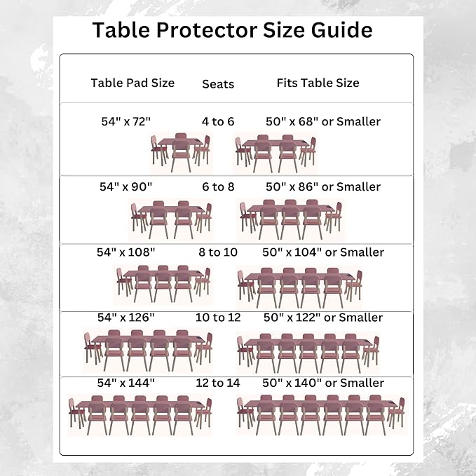 Quality Table Pad Protector, Superior Protection from Spills, Scratches & Heat - Reusable Vinyl Table Cloth with Cushion Flannel Backing (126" L x 54" W) | Table Pads - TrueDesk