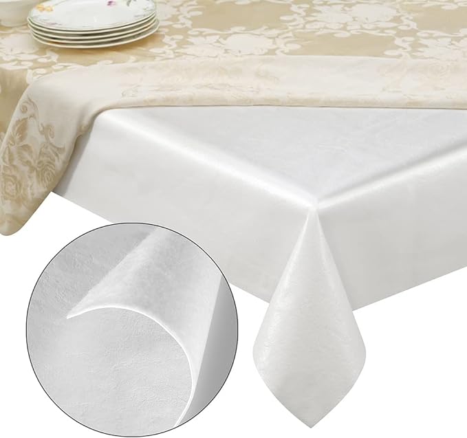 Quality Table Pad Protector, Superior Protection from Spills, Scratches & Heat - Reusable Vinyl Table Cloth with Cushion Flannel Backing (72" L x 54" W) | Table Pads - TrueDesk