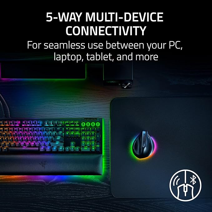 Razer Pro Click V2 Vertical Wireless Mouse: 6 Button Ergonomic Design - One Click AI Prompt - Supports Windows & Mac - Multi Device Connectivity via 2.4GHz, Bluetooth, or USB C Wired Mode - Chroma RGB | Mice - TrueDesk