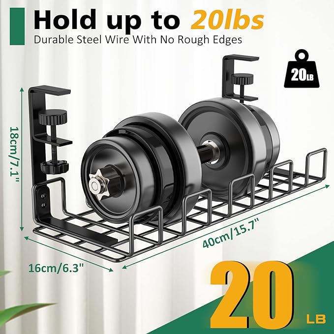 REFLYING Under Desk Cable Management Tray, L 15.7'' W 6.3'' No Drill Steel Desk Cable Organizers, Wire Management Tray | Cable Raceways - TrueDesk