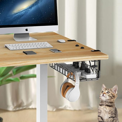 REFLYING Under Desk Cable Management Tray, L 15.7'' W 6.3'' No Drill Steel Desk Cable Organizers, Wire Management Tray | Cable Raceways - TrueDesk